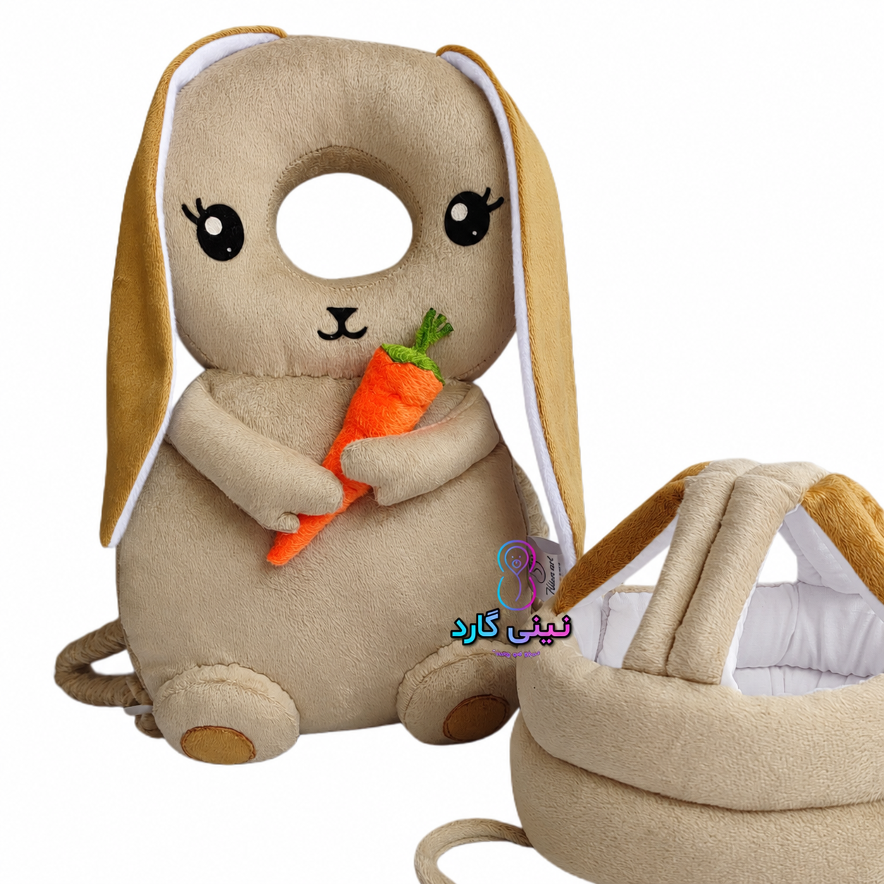 ست اقتصادی کلاه و کوله محافظ سر کودک مدل خرگوش بدون واسطه با قیمت اقتصادی